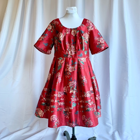 eshakti Dresses & Skirts - Eshakti Red Silk Dupioni Chelsea Dress
